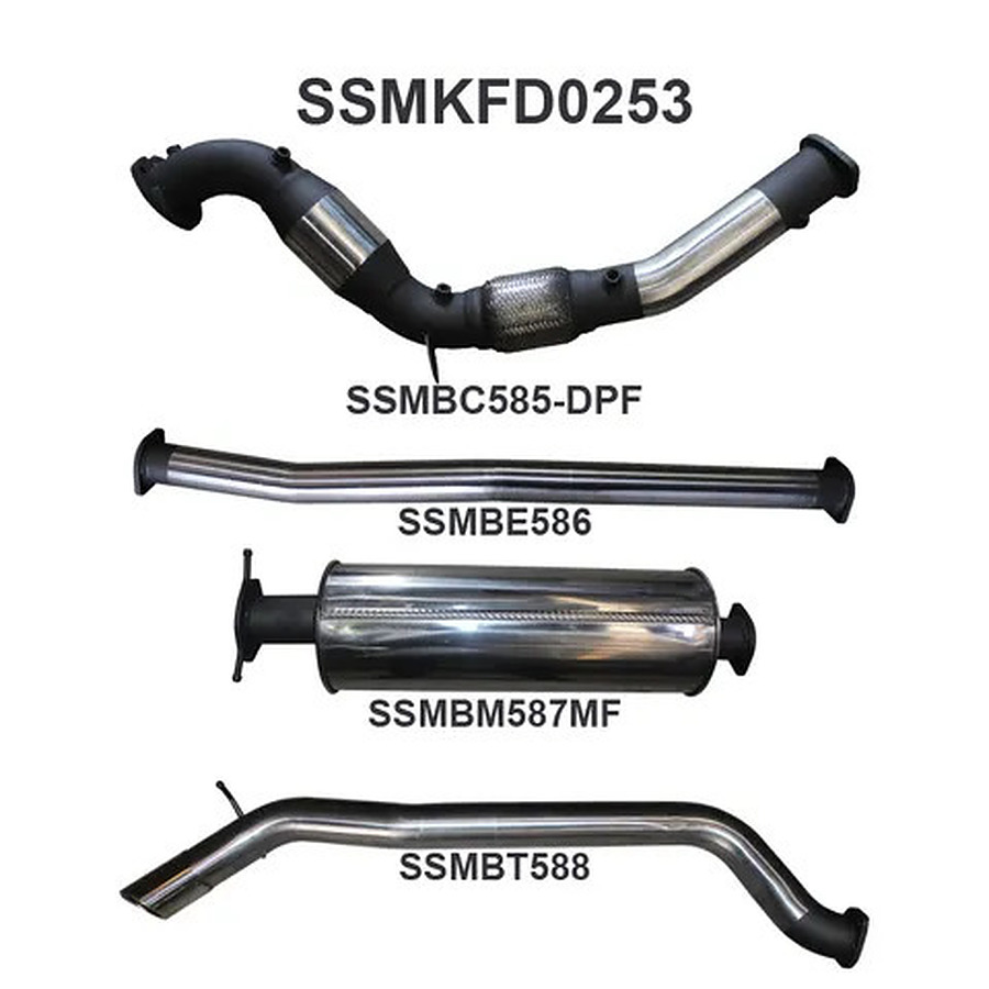 Manta Stainless Steel 3.0" with Cat turbo-back-dpf-delete (quiet) for Ford Ranger PXII Dual Cab 3.2 Litre CRD October 2016 #8211; Current (with DPF) - Image 1