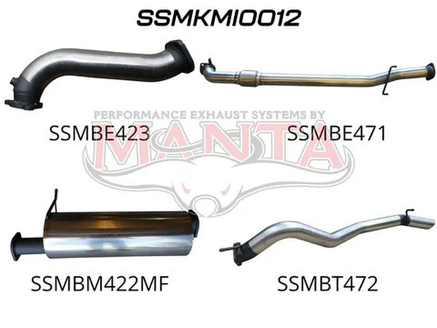 Manta Stainless Steel 3.0" without Cat full-system (medium) for Mitsubishi Challenger PB 2.5 Litre CRD, 2009 - 2015 - Image 1