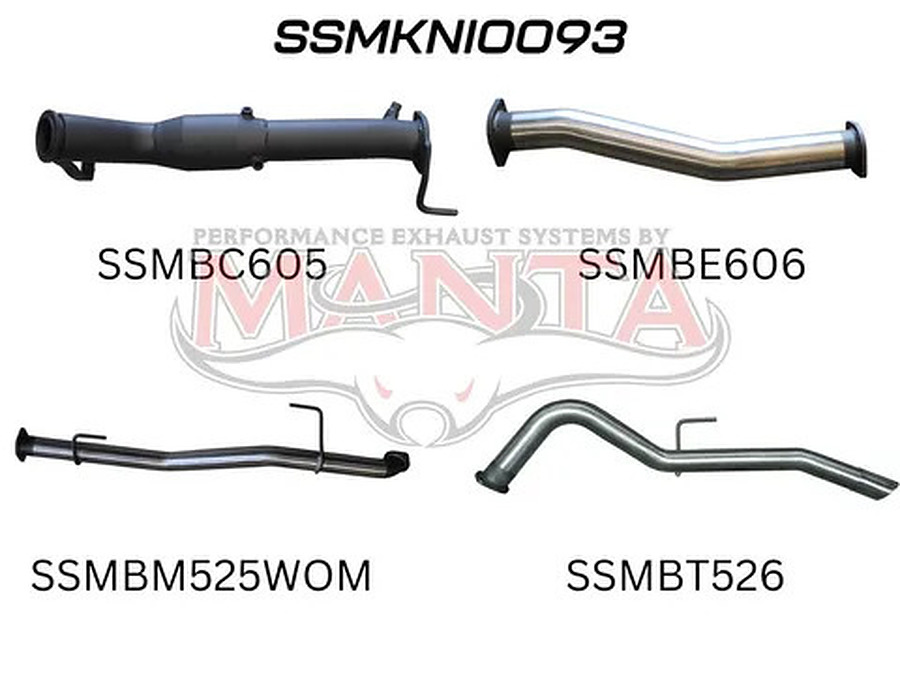 Manta Stainless Steel 3.0" Single Turbo Back DPF Delete (remap required) with Cat with Hotdog (medium) for Nissan Navara D23 NP300 2.3 Litre Turbo Diesel 2015-on - Image 1