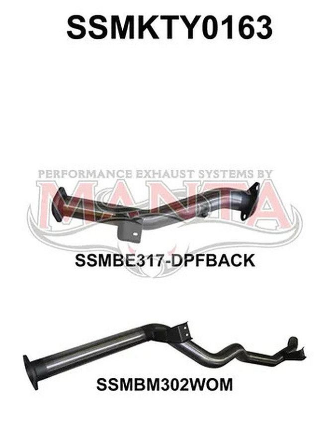 Manta Stainless Steel 3.0" Single dpf-back (quiet) for Toyota Landcruiser VDJ76 4.5 Litre 1VD V8 Turbo Diesel Wagon (with DPF) Oct 2016 on - Image 1
