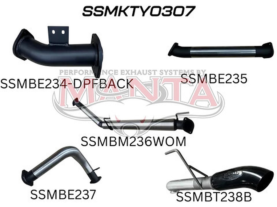 TOYOTA LANDCRUISER 300 SERIES V6 3IN DPF BACK SYSTEM WITH BLACK 4IN TIP, WITHOUT MUFFLERS - Image 2
