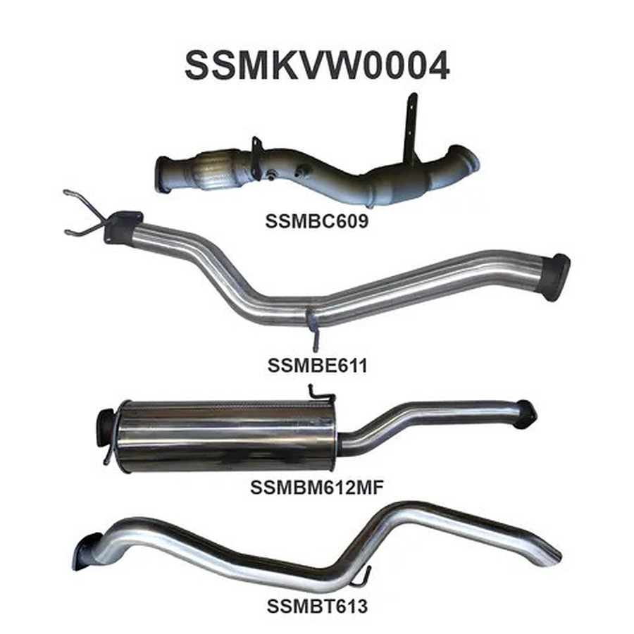 Manta Stainless Steel 3.0" with Cat full-system-extended-tailpipe (quiet) for Volkswagen Amarok June 2012 Onwards, TDI400, TDI420 2H 2.0L Bi-Turbo Ute - Image 1