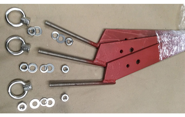 Photograph of Facia brackets allow one corner of the sail to be mounted at the height of the roof facia or gutter. Exposed parts are stainless steel.