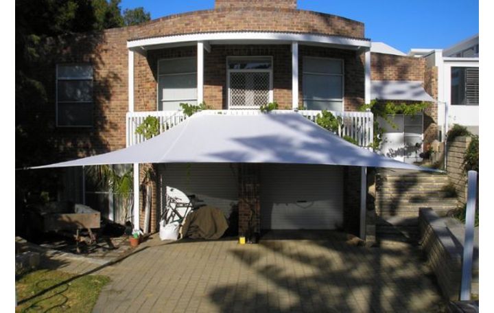 Photograph of Car port Shade Sail, fabric is Z16 Ice White
