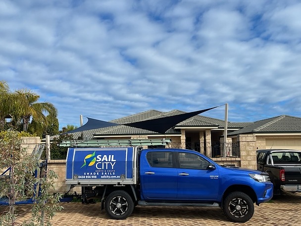 Photograph of Comshade material in Navy Blue.