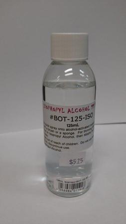 125mL Isopropyl Alcohol - STRICTLY IN STORE SALES ONLY - IPA - BOT-125-ISO - Image 1