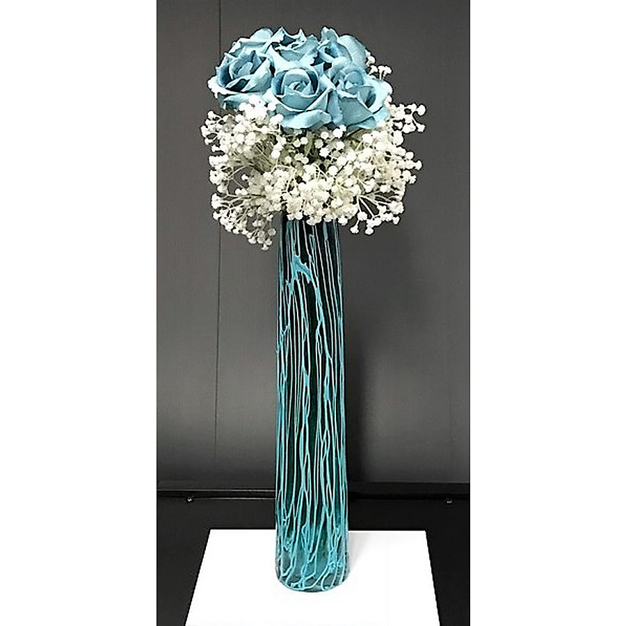 Vase with turquoise roses - turquoise - PICK UP ONLY FROM PERTH STORE - Image 1