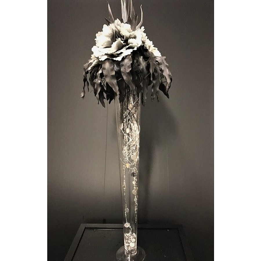 110cm Black grey arrangement and vase - PICK UP ONLY FROM PERTH STORE - Image 1