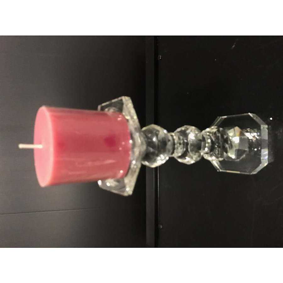 Crystal candle holder with pink candle - Image 2