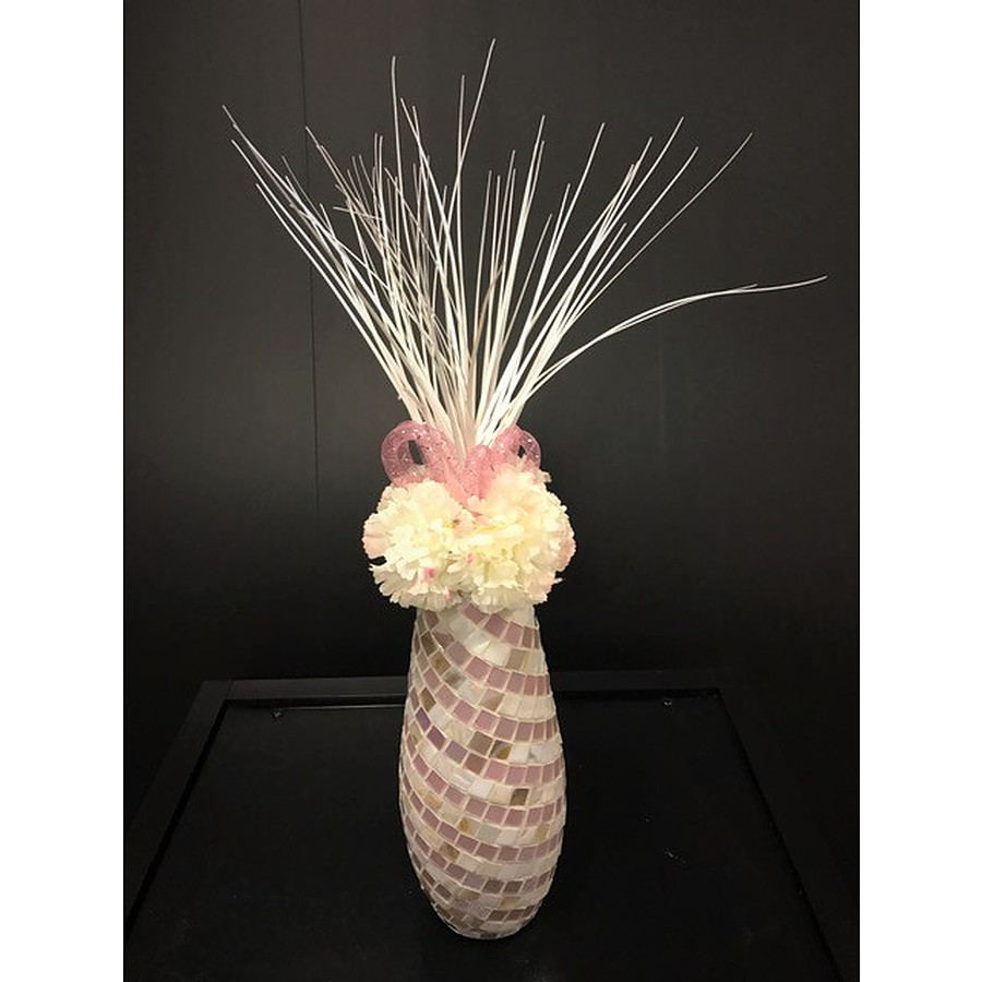 Pink mosaic vase with arrangement - PICK UP ONLY FROM PERTH STORE - Image 1