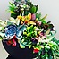 more on Sunshine Succulents- chocolate brown fish bowl full of succulents -