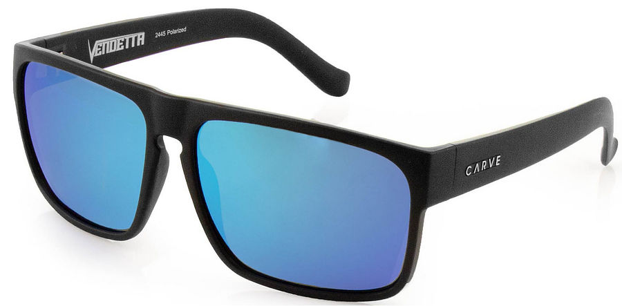 Carve Eyewear Vendetta Matt Black Blue Iridium Polarised Sunglasses - Image 1