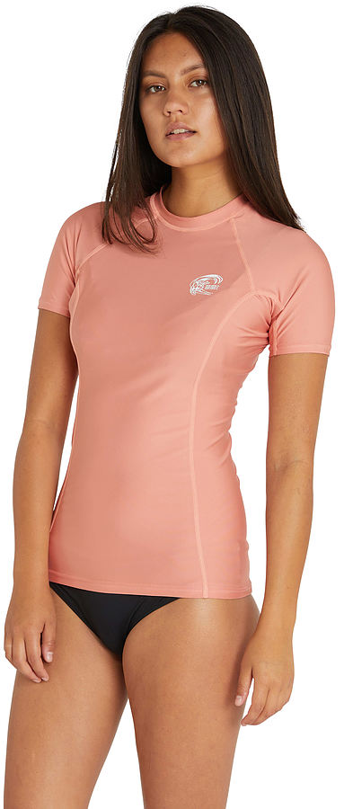 Oneill Ladies Basic UV Short Sleeve Rash Vest Clay - Image 1
