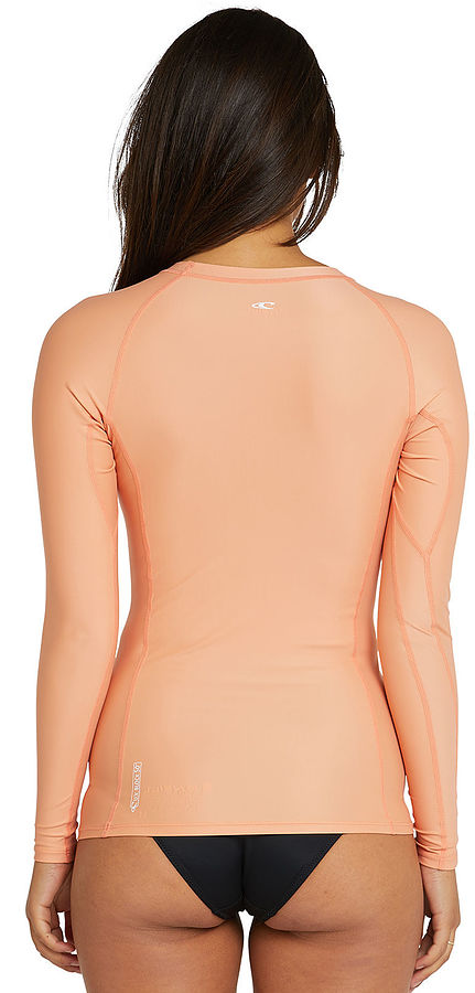 Oneill Ladies Classic UV Long Sleeve Rash Vest Grapefruit - Image 2