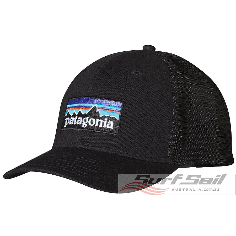 Patagonia P-6 Logo Mid Crown Men's Trucker Cap Black - Image 1