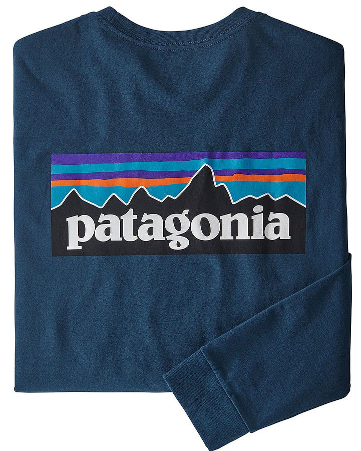 Patagonia Men's LS P-6 Logo Responsibili T-Shirt Crater Blue - Image 1