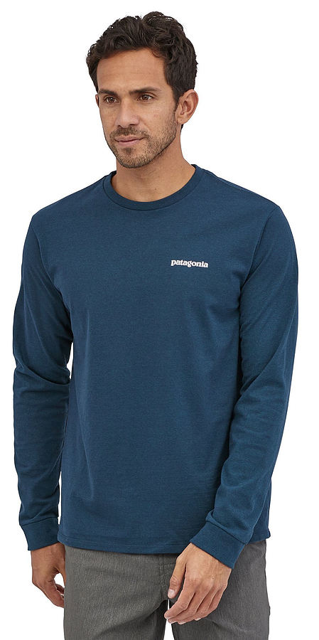 Patagonia Men's LS P-6 Logo Responsibili T-Shirt Crater Blue - Image 2