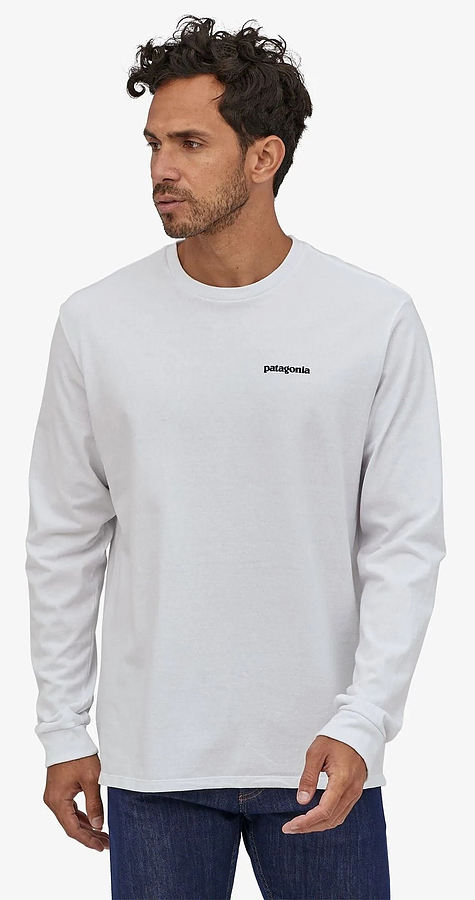 Patagonia Men's LS P-6 Logo Responsibili T-Shirt Crater White - Image 2