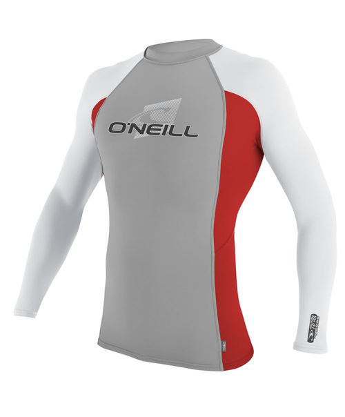 Oneill Youth Skins L S Crew Rash Vest Flint Red White - Image 1