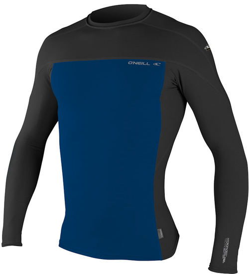Oneill Hyperfreak Skins Mens L S Crew Deep Sea Black