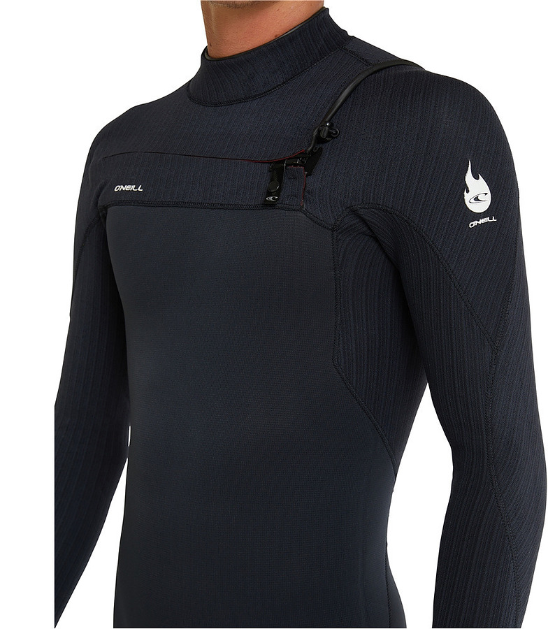 Oneill Hyper Fire Mens Full Steamer Chest Zip Black 4mm 3mm - Image 2
