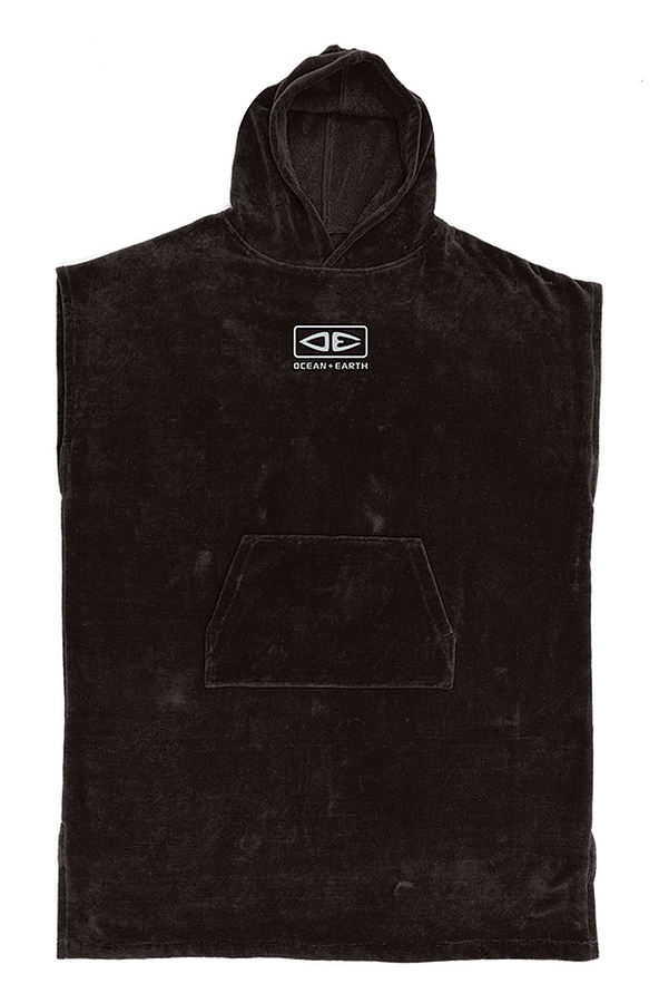 Ocean and Earth Mens Corp Hooded Poncho Black - Image 1