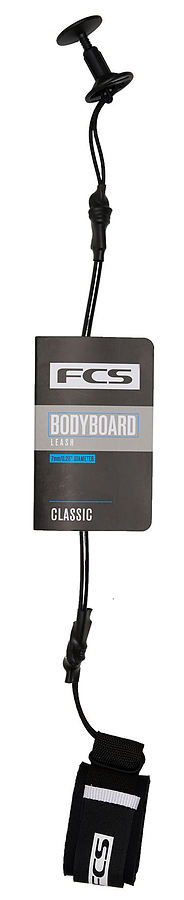 FCS Bodyboard Classic Wrist Leash Black White - Image 1