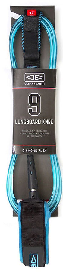 Ocean And Earth Diamond Flex Longboard Knee Leash Blue 9 ft - Image 1