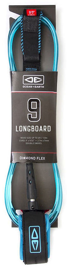 Ocean And Earth Diamond Flex Longboard Leash Blue 9 ft - Image 1