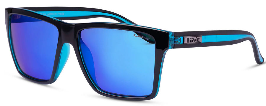 Liive Vision Laguna Matt Black Blue Mirror Xtal Neon Sunglasses - Image 1