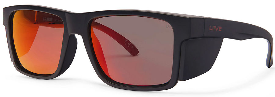 Liive Vision Tradie X Polar Matt Black Red Mirror Sunglasses - Image 1