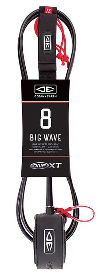 Ocean And Earth Regular One XT Big Wave Leash Black 8 ft