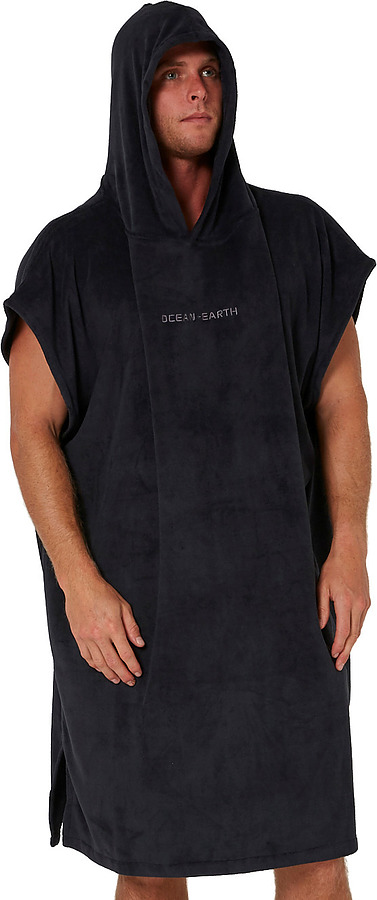 Ocean and Earth Mens Surf Essential Hooded Poncho Dull Black - Image 2