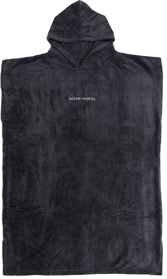 Ocean and Earth Mens Surf Essential Hooded Poncho Dull Black