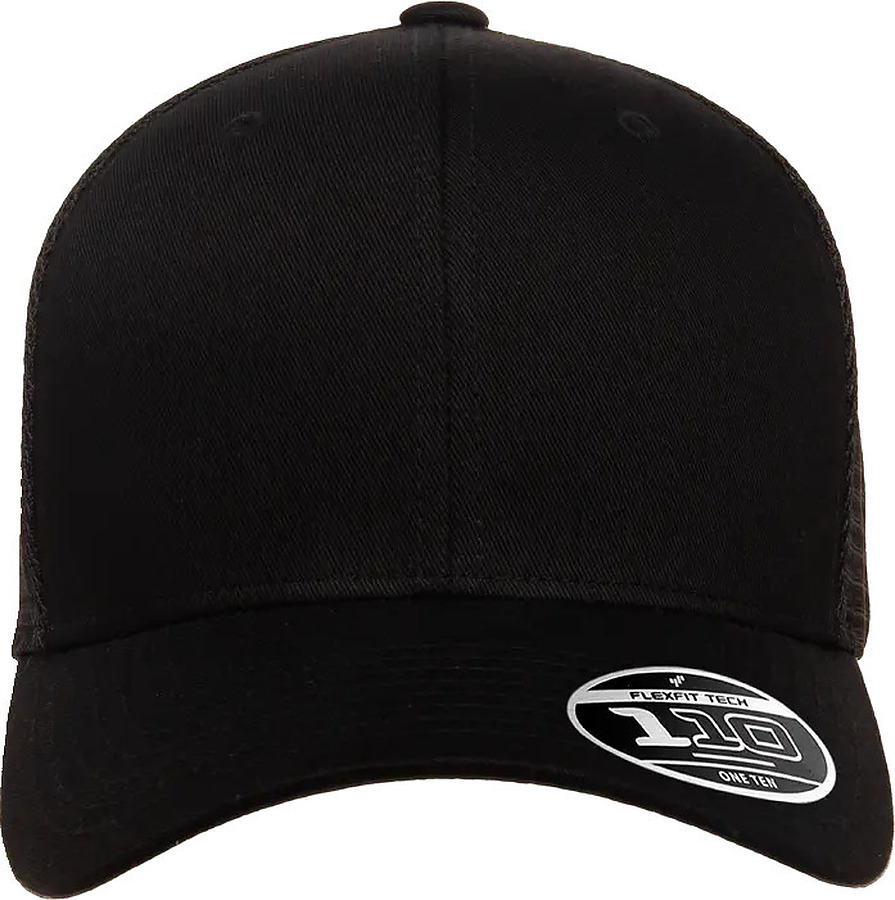 641928 Flexfit 110 Perma Curve 6277MT Mesh Trucker Cap Black - Image 2