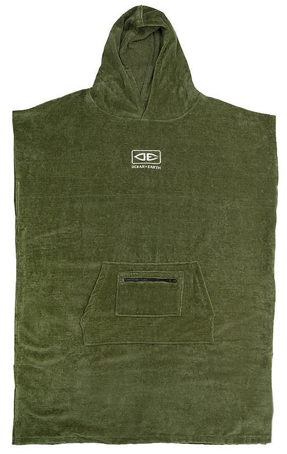Ocean and Earth Mens Corp Hooded Poncho Military