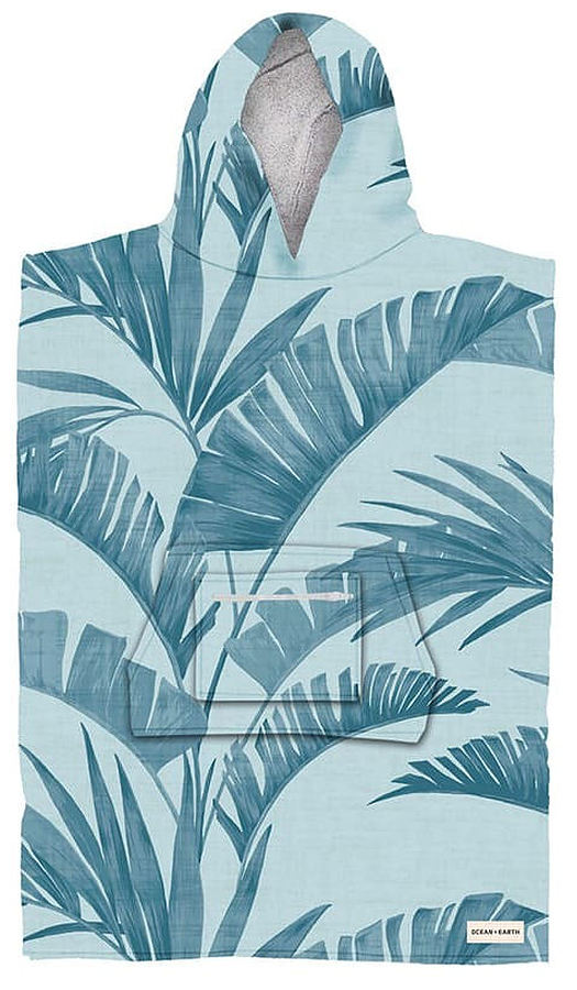 Ocean and Earth Youth Palm Hooded Poncho Iceberg
