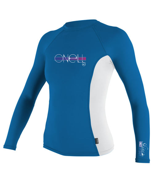 Oneill Girls Skins LS Rash Vest Crew Ruby - Image 1