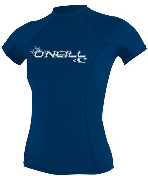 Oneill 6oz Basic Skins SS Ladies Crew Rash Vest Deep Sea - Image 1
