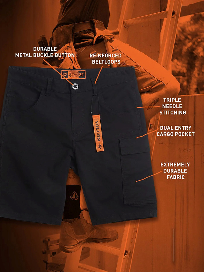 A0902001 Volcom Mens Caliper Work Short 20" Navy - Image 4