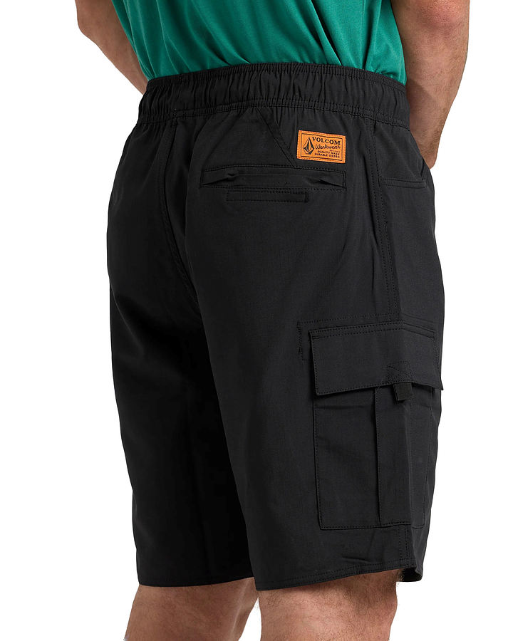 A1002410blk Volcom March Elastic Waist Hybrid Mens Walkshorts Black - Image 3