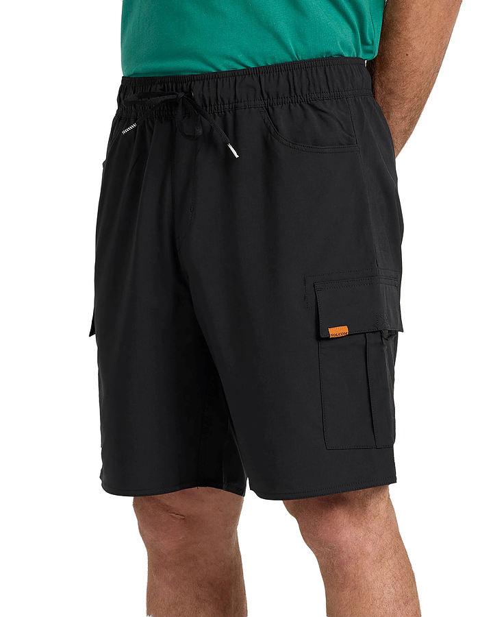 A1002410blk Volcom March Elastic Waist Hybrid Mens Walkshorts Black - Image 4