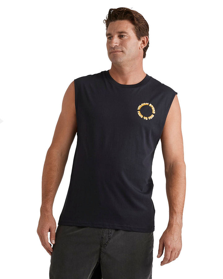 A3732570 Volcom Daylighter Muscle Mens Singlet Antique Black - Image 3