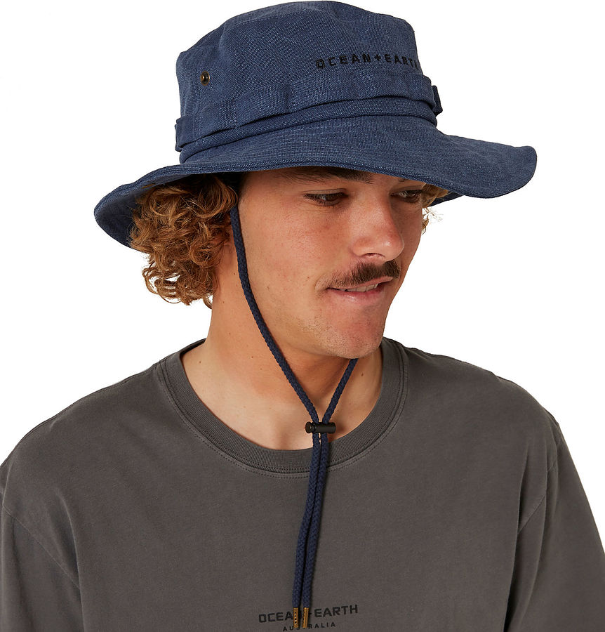 Ocean and Earth Wide Brim Canvas Hat Petrol Blue - Image 2