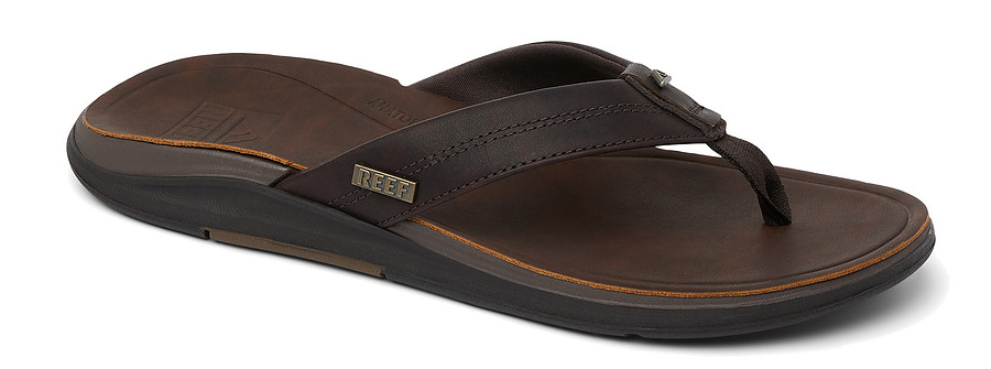 Reef Mens Leather Offshore Thongs Dark Brown - Image 2
