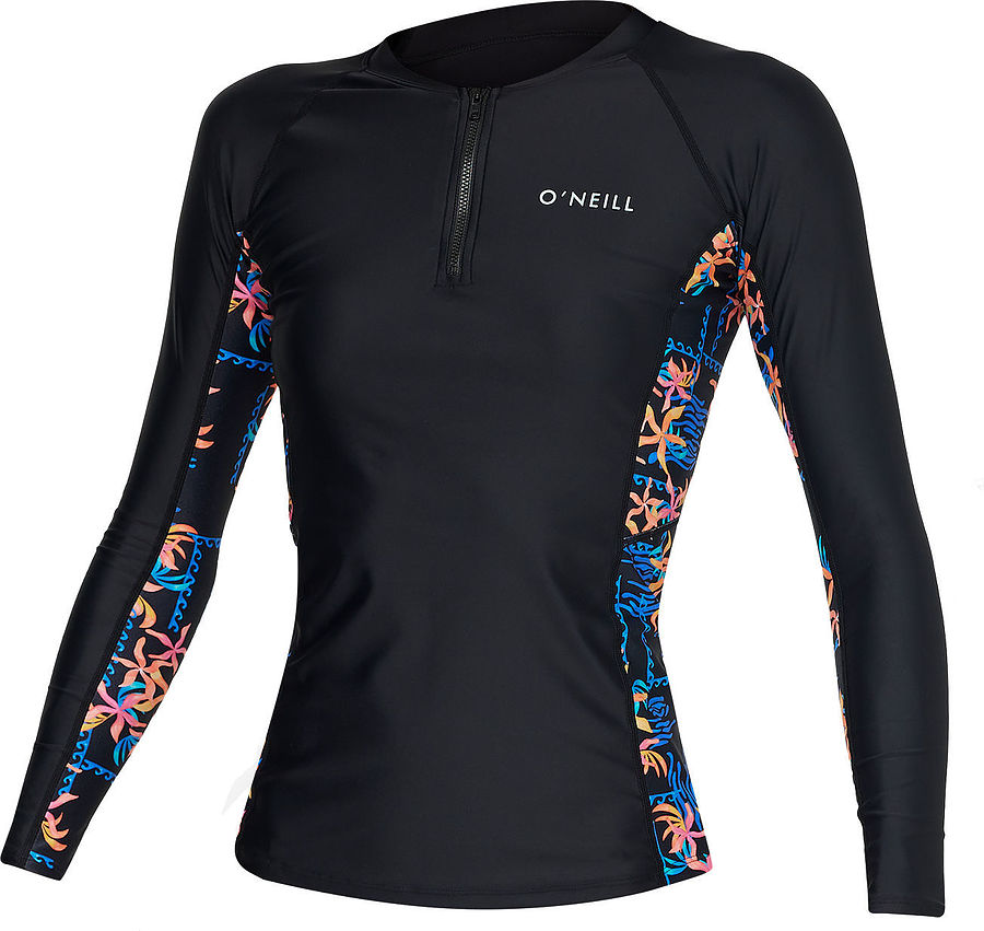 Oneill Ladies Bahia Quarter Zip LS Rash Vest Tropic Texta - Image 2
