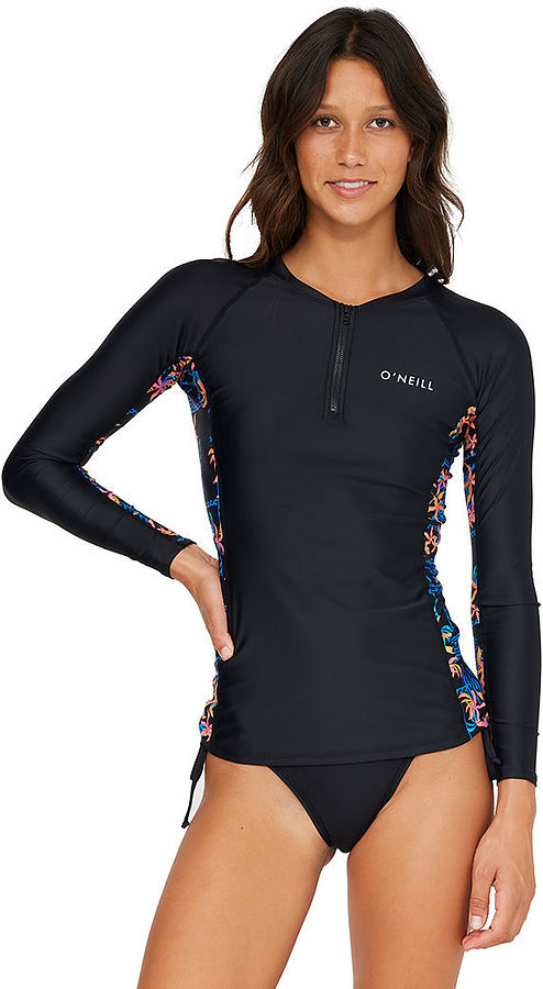 Oneill Ladies Bahia Quarter Zip LS Rash Vest Tropic Texta - Image 3