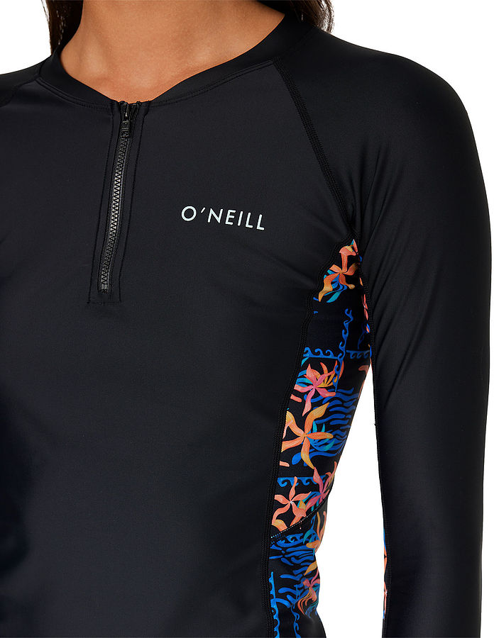 Oneill Ladies Bahia Quarter Zip LS Rash Vest Tropic Texta - Image 4