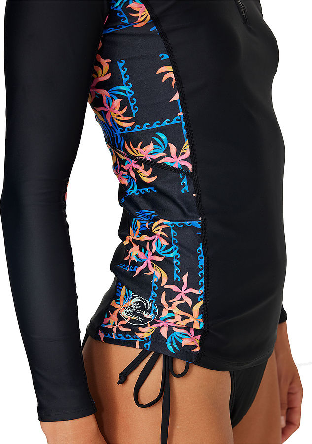 Oneill Ladies Bahia Quarter Zip LS Rash Vest Tropic Texta - Image 5