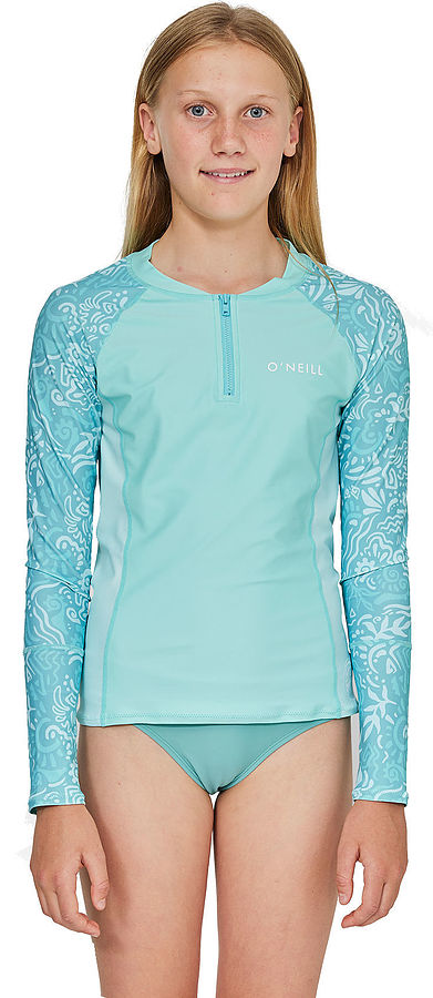 Oneill Girls Bahia 1-4 Zip LS Rash Vest Tidepool - Image 2